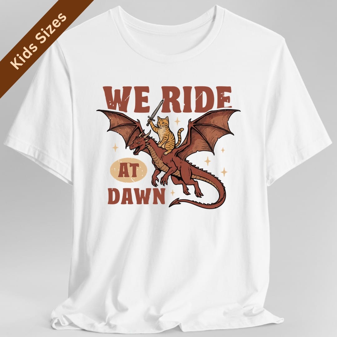We Ride At Dawn Dragon Cat Kids T-Shirt